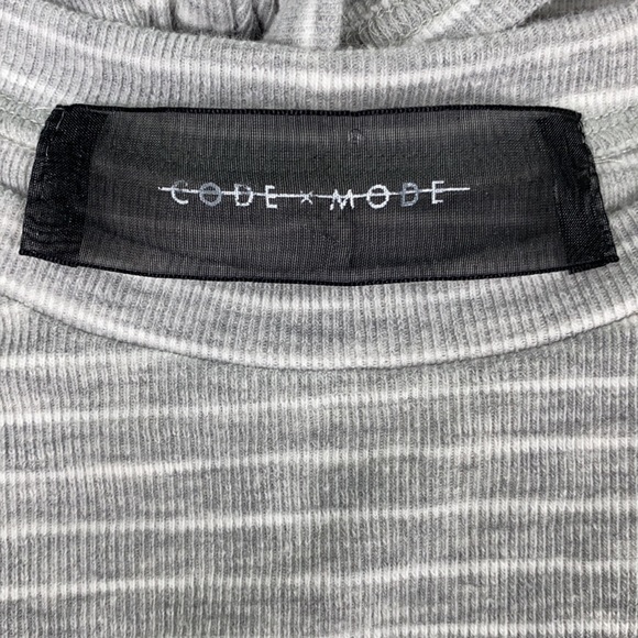 Code X Mode Gray Striped Long Sleeve Tie Back Tee - Picture 11 of 13